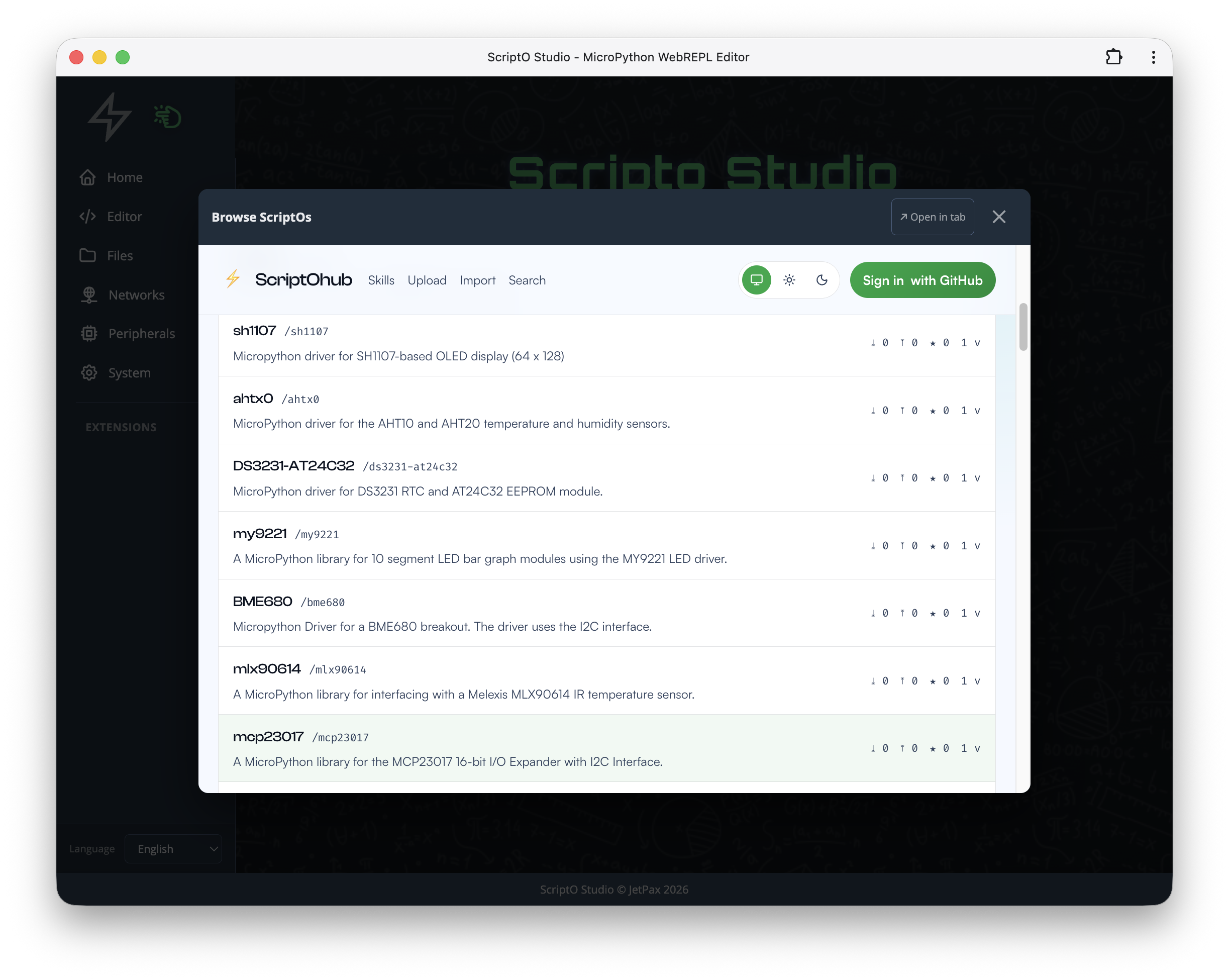 ScriptoHub — browse and install MicroPython skills and drivers